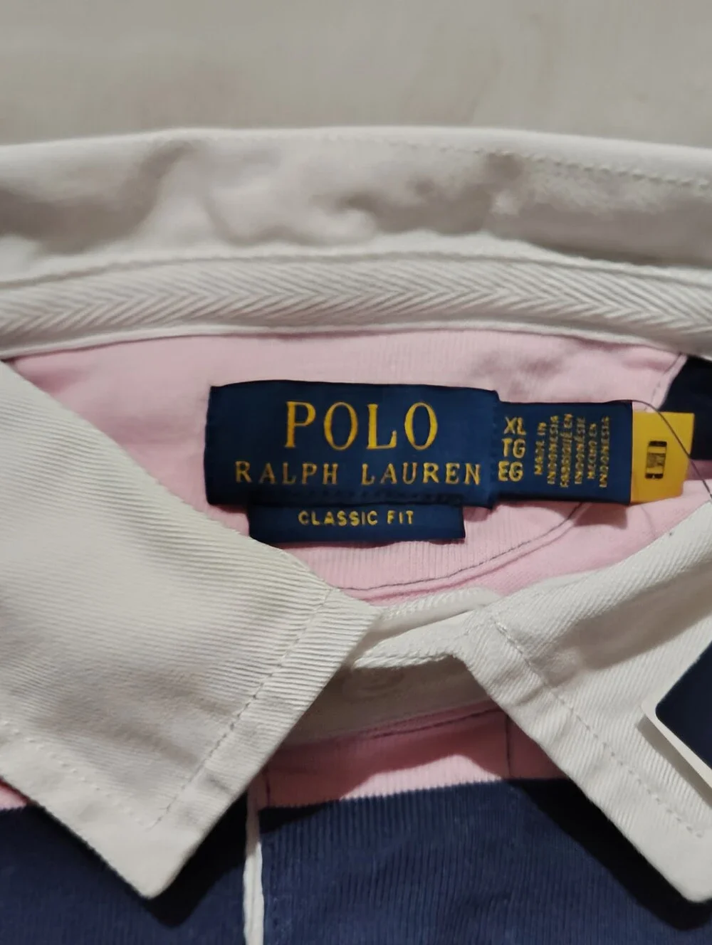 Polo by Ralph Lauren Pink and Navy Striped Rugby Shirt Size XL NWT
